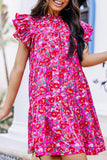 Sweet Elegant Floral Flounce Lotus Leaf Collar Printed Dress Dresses