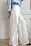 Casual Daily Solid Color Buttons Irregular High Waist Wide Leg Solid Color Bottoms