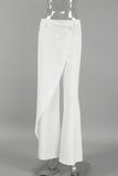 Casual Daily Solid Color Buttons Irregular High Waist Wide Leg Solid Color Bottoms