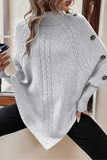 Casual Buttons Weave Turtleneck Sweaters(3 Colors)