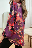 Work Elegant Print Patchwork V Neck Tops