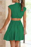 Sweet Elegant Solid Ripped Mandarin Collar Waist Skirt Dresses