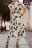 Sweet Elegant Print Patchwork V Neck A Line Dresses