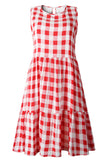 Fashion Street Plaid Patchwork O Neck Princess Dresses(3 Colors)