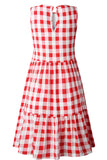 Fashion Street Plaid Patchwork O Neck Princess Dresses(3 Colors)