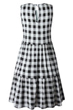 Fashion Street Plaid Patchwork O Neck Princess Dresses(3 Colors)