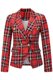 Fashion Street Plaid Patchwork Turn-back Collar Outerwear(4 Colors)