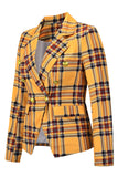 Fashion Street Plaid Patchwork Turn-back Collar Outerwear(4 Colors)