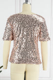 Casual Street Solid Sequins O Neck T-Shirts