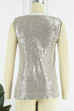 Solid Sequins O Neck Tank Tops