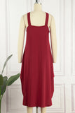 Casual Simplicity Solid Pocket Halter Dresses(7 Colors)