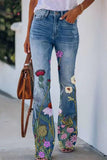 Casual Floral Pocket Regular Denim Jeans(9 Colors)