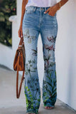 Casual Floral Pocket Regular Denim Jeans(9 Colors)