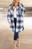 Casual Plaid Pocket Turndown Collar Outerwear