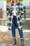 Casual Plaid Pocket Turndown Collar Outerwear