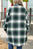 Casual Plaid Pocket Turndown Collar Outerwear