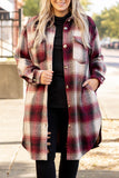 Casual Plaid Pocket Turndown Collar Outerwear