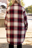 Casual Plaid Pocket Turndown Collar Outerwear