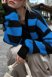 Street Striped Contrast Weave V Neck Outerwear