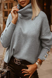 Casual Solid Buttons Turtleneck Sweaters (3 Colors)