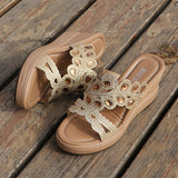 Casual Hollowed Out Patchwork Rhinestone Fish Mouth Out Door Wedges Shoes (Heel Height 3.15in)(3 Colors)