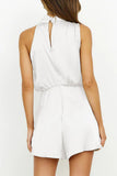 Elegant Solid Fold Halter Rompers