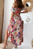 Sexy Vacation Floral Slit Off the Shoulder Printed Dress Dresses