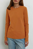 Casual Simplicity Solid O Neck Tops