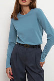 Casual Simplicity Solid O Neck Tops