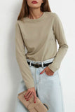 Casual Simplicity Solid O Neck Tops