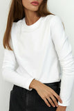 Casual Simplicity Solid O Neck Tops