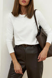 Casual Simplicity Solid O Neck Tops