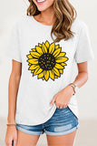 Casual Print Flowers O Neck T-Shirts