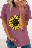 Casual Print Flowers O Neck T-Shirts