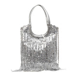 Casual Patchwork Tassel Sequins Chains Bags