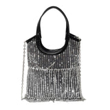 Casual Patchwork Tassel Sequins Chains Bags