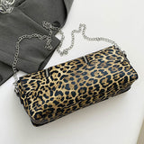 Casual Leopard Print Patchwork Chains Zipper Bags