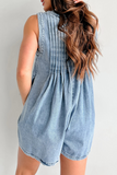 Casual Street Pocket Lace Up V Neck Sleeveless Loose Denim Jumpsuits