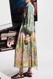 Casual Print Patchwork Turndown Collar Long Sleeve Dresses