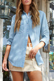 Casual Daily Pocket Buttons Turndown Collar Blouses(4 Colors)