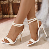 Casual Patchwork Pearls Decor Pointed Out Door Shoes (Heel Height 5.11in)(3 Colors)