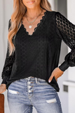 Casual Street Solid Color Lace V Neck Blouses