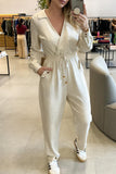 Casual Patchwork V Neck Fitted Jumpsuits(3 Colors)