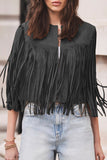 Casual Street Fringed Trim O Neck Waistcoats