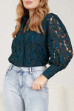 Sexy Lace Hollow Out Turndown Collar Blouses