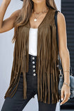 Casual Solid Color Fringed Trim V Neck Waistcoats(6 Colors)