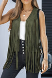 Casual Solid Color Fringed Trim V Neck Waistcoats(6 Colors)