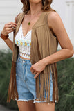 Casual Solid Color Fringed Trim V Neck Waistcoats(6 Colors)