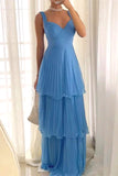 Sexy Solid Color Pleated V Neck Long Dresses