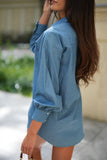 Casual Solid Color Buttons Shirt Collar Blouses